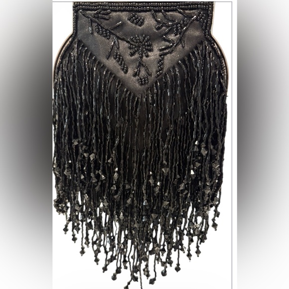 Handbags - Black Beaded Fringe Bag